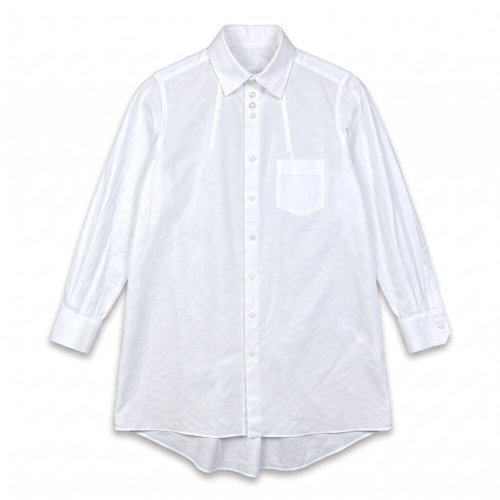 Shiro Sakai Collared Curved-Hem Women's Medium Cotton Button-Up White Shirt $770